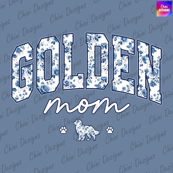 Floral Golden Mom PNG, Chinoiserie Golden Retriever Mom Design, Golden Dog Mom, Floral Tshirt Design, Sublimation Design, Sticker Design Png