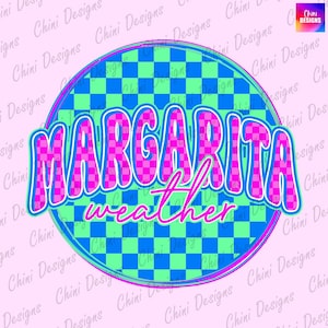 Météo Margarita à damier PNG, Design Margarita rétro tendance, Margarita d'été néon Png, Design Tshirt, Design Sublimation, Toboggan DTF
