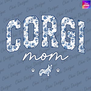 Floral Corgi Mom PNG, Chinoiserie Corgi Mom Design, Corgi Dog Mom, Floral Corgi Clipart, T-shirtontwerp, Sublimatieontwerp, Stickerontwerp