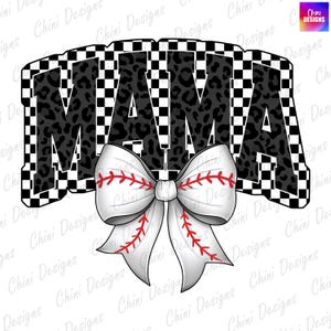 Baseball Mama PNG, karierte Mama, Baseball Kokette Bogen, Spieltag, Teamgeist Tshirt Design Dtf Dtg, druckbare Mama Sublimation Design PNG