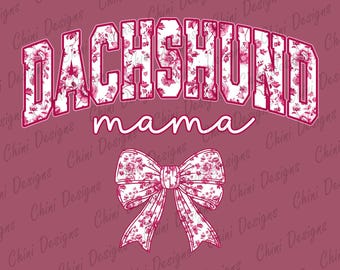 Chinoiserie Teckel Mama PNG, Floral Teckel Mama PNG, Rose noeud teckel Mama DTF, Coquette Doxie Tshirt Design, Sublimation Design Png
