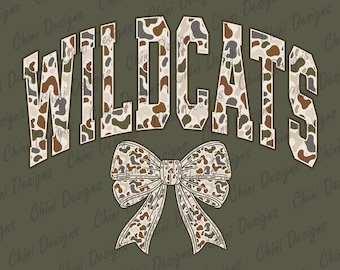 Camo Wildcats PNG, School Team Mascot Wildcats Design, Retro Camouflage Wildcats, Game Day Sublimation Tshirt Design Png, Sports Team Cheer