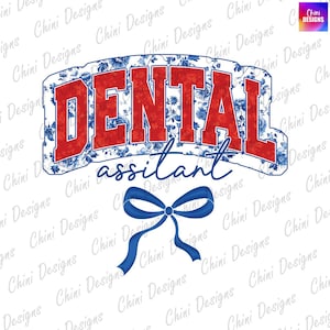 Asystent dentystyczny kwiatowy PNG, patriotyczny projekt dentystyczny, dentysta Chinoiserie Png, kokietka kokarda, projekt koszulki 4 lipca, projekt sublimacji