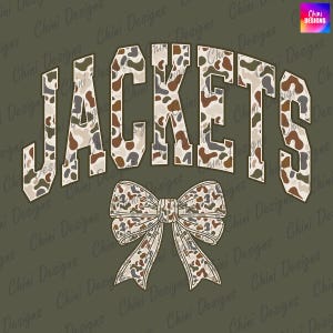 Camo Jackets PNG, School Team Mascot Jackets Design, Retro Camouflage Jackets, Game Day Tshirt Designs, Sublimation Design Sports Team Cheer