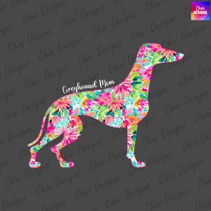 Mamma Greyhound floreale in formato PNG, design estivo per mamma Greyhound, mamma di cane Greyhound, design colorato per maglietta primaverile, design a sublimazione, design adesivo