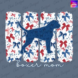 Patriotic Boxer Mom PNG, Coquette Bow Boxer Mom Design, Boxer Dog Mom, 4th of July Tshirt Design, Sublimation Design Png, Sticker Design