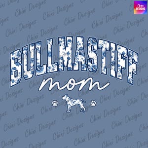 Floral Bullmastiff Mom PNG, Chinoiserie Bullmastiff Mom Design, Bullmastiff Dog Mom, Floral Shirt Design, Sublimation Design, Sticker Design