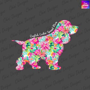 Floral cocker anglais maman PNG, Summer Spaniel maman design, maman chien cocker anglais, conception de tshirt coloré, conception de sublimation