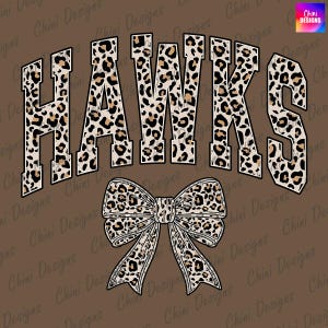 Leopard Hawks PNG, School Team Mascot Hawks Design, Cheetah Print Hawks, GameDay Tshirt Design Png, Sublimation Design, Sports Team Cheer