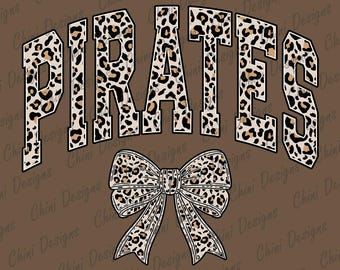 Leopard Pirates PNG, School Team Mascot Pirates Design, Cheetah Print Pirates, GameDay Tshirt Design, Sublimation Design, Sports Team Cheer