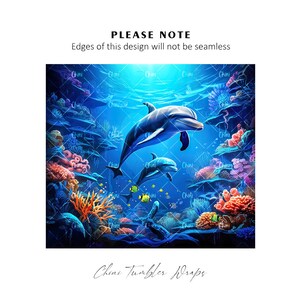 Opakowanie na kubek z delfinem PNG, 20oz Skinny Tumbler Sublimacja Tło, Podwodny Delfin Tumbler Design, Wodny Tumbler Wrap Design PNG zdjęcie 2