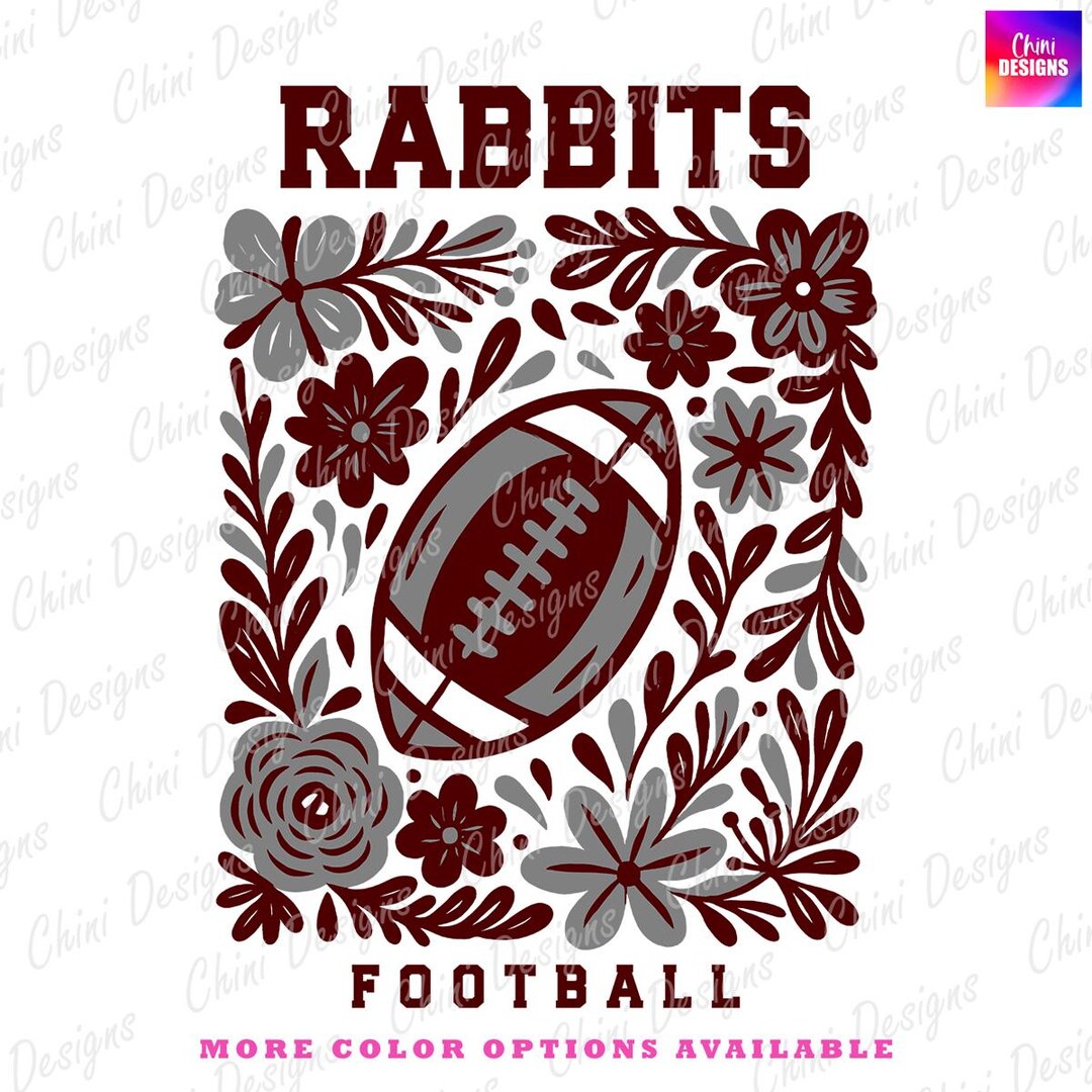 Floral Rabbits PNG, School Team Mascot Rabbits Design, Maroon Grey ...