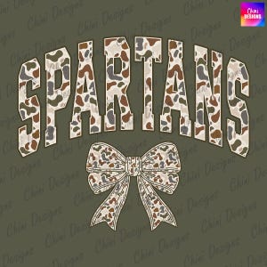 Camo Spartans PNG, School Team Mascot Spartans Design, Retro Camouflage Spartans, Game Day Sublimation Tshirt Design Png, Sports Team Cheer