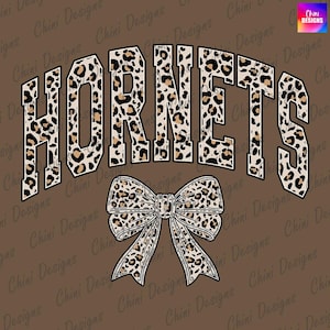 Leopard Hornets PNG, School Team Mascot Hornets Design, Cheetah Print Hornets, GameDay Tshirt Design, Sublimation Design, Sports Team Cheer