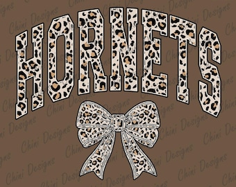 Leopard Hornets PNG, School Team Mascot Hornets Design, Cheetah Print Hornets, GameDay Tshirt Design, Sublimation Design, Sports Team Cheer
