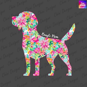 Floral Beagle Mom PNG, Summer Beagle Mom Design, Beagle Dog Mom, Colorful Spring Floral Shirt Design, Sublimation Design, Sticker Design Png