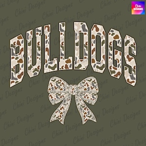 Camo Bulldogs PNG, School Team Mascot Bulldogs Design, Retro Camouflage Bulldogs, Game Day Sublimation Tshirt Design Png, Sports Team Cheer