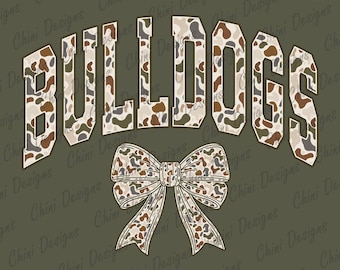 Camo Bulldogs PNG, School Team Mascot Bulldogs Design, Retro Camouflage Bulldogs, Game Day Sublimation Tshirt Design Png, Sports Team Cheer