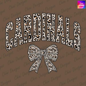Leopard Cardinals PNG, School Team Mascot Cardinals Design, Cheetah Print Cardinals, GameDay Sublimation Tshirt Design Png Sports Team Cheer