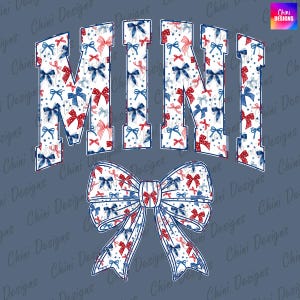 Patriotic Mini PNG, Bow Mini Design, Coquette Bow 4th of July Mini, Patriotic Tshirt Design DTF DTG, Sublimation Design, Sticker Design Png