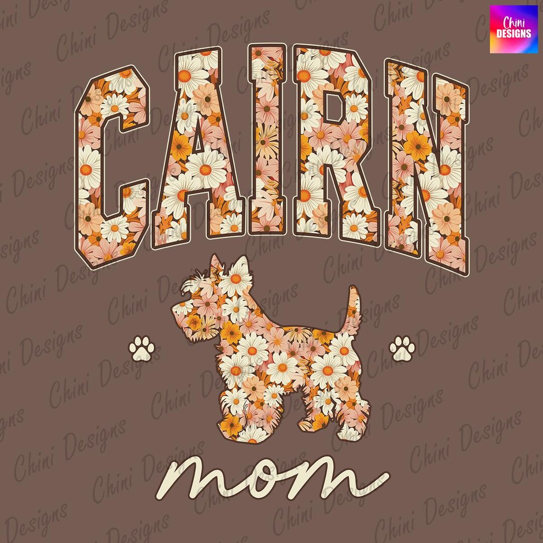 Retro Floral Cairn Terrier Mom PNG, Fall Cairn Mom Design, Cairn ...