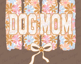 Bloemen hond moeder png, penseelstreek hond moeder ontwerp, flirt strik hond moeder, pastel madeliefjebloemen, dtf tshirt ontwerp, sticker sublimatie ontwerpen