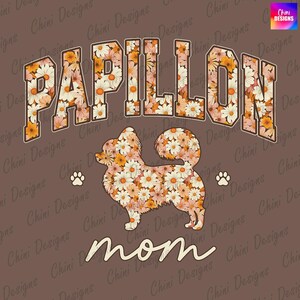 Retro bloemen Papillon moeder png, herfst Papillon moeder ontwerp, Papillon hond moeder, vintage herfst retro bloemen tshirt ontwerp, sublimatie ontwerpen