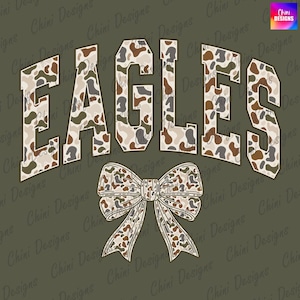 Camo Eagles PNG, School Team Mascot Eagles Design, Retro Camouflage Eagles, Game Day Tshirt Design Png, Sublimation Design Sports Team Cheer