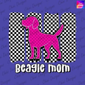 Checkered Beagle Mom PNG, Pink Retro Beagle Mom Design, Beagle Dog Mom, Cool Mom Vintage Tshirt Design, Sublimation Design, Waterslide DTF