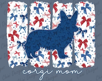 Patriotic Corgi Mom PNG, Coquette Bow Corgi Mom Design, Corgi Dog Mom, 4th of July Tshirt Design, July 4 Sublimation Design, Sticker Design