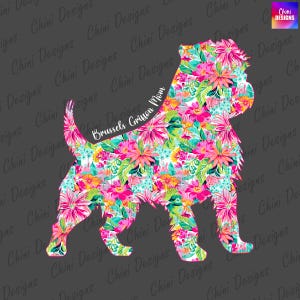Mamma Griffone di Bruxelles floreale PNG, design estivo per mamma Griffone di Bruxelles, mamma di cane Griffone di Bruxelles, design colorato per maglietta primaverile, design a sublimazione PNG