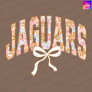 Blumen Jaguare PNG, Schulteam Maskottchen Jaguars Design, Pastell Kokette Jaguare, Spieltag Tshirt Design Png, Sublimationsdesign, Sportteam