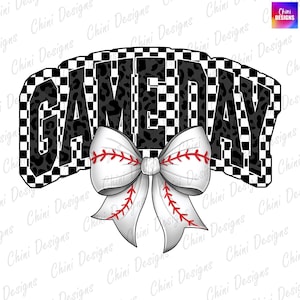 Baseball Spieltag PNG, karierter Spieltag, Baseball Kokette Bogen, Spieltag Team Spirit Shirt Design Dtf Printable GameDay Sublimation Design