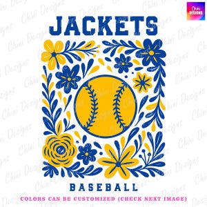 Floral Jackets PNG, Blue Yellow Baseball Jackets Design, School Team Mascot Jackets, Base Ball Game Day Tshirt Design, Sublimation Design
