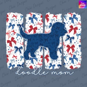 Patriotic Doodle Mom PNG, Coquette Bow Doodle Mom Design, Doodle Dog Mom, 4th of July Tshirt Design, Sublimation Design, Sticker Design Png