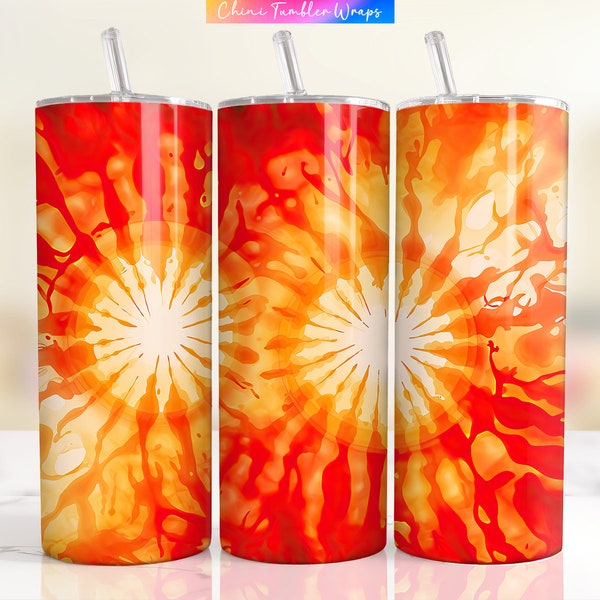 Red Orange Tie Dye Tumbler Wrap PNG, 20oz Skinny Tumbler Sublimation Designs, Red Yellow Tumblers Straight, Fire Tie-Dye Pattern Tumbler PNG