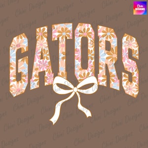 Floral Gators PNG, School Team Mascot Gators Design, Pastel Coquette Gators, Game Day Tshirt Design, Sublimation Design, Sports Team Cheer