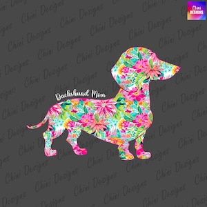 Blumen Dackel Mutter PNG, Sommer Doxie Mutter Design, Dackel Hund Mutter, Buntes Frühlings T-Shirt Design, Sublimationsdesign, Aufkleber Design Png