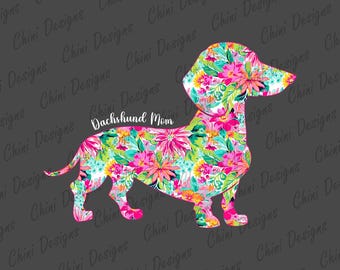 Floral Dachshund Mom PNG, Summer Doxie Mom Design, Dachshund Dog Mom, Colorful Spring Tshirt Design, Sublimation Design, Sticker Design Png