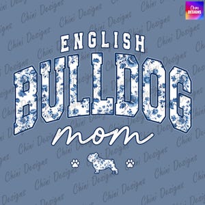 Floral anglais bouledogue maman PNG, conception de maman bouledogue chinoiserie, maman chien bouledogue anglais, conception de tshirt, conception de sublimation, conception d'autocollant