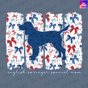 Patriotique anglais Springer Spaniel maman PNG, Coquette Bow Springer Spaniel maman Design, maman chien épagneul, 4 juillet Tshirt Sublimation Design
