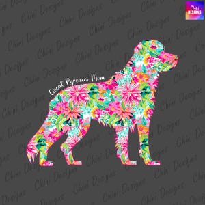 Floral des Grandes Pyrénées maman PNG, Design été Pyrénées maman, maman chien Grandes Pyrénées, Design floral printanier coloré, Design par sublimation