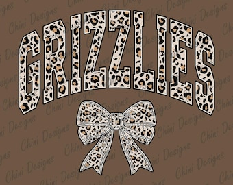 Leopard Grizzlies PNG, Cheetah Print Sports Team Mascot, Retro Grizzlies Game Day Sublimation Tshirt Design