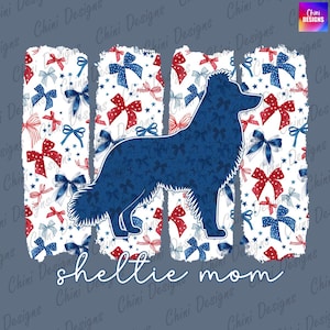 Patriotique Sheltie Mom PNG, conception de maman de chien de berger des Shetland noeud coquette, maman de chien Sheltie, conception de tshirt 4 juillet, conception de sublimation d'arc Png