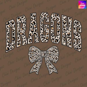 Leopard Dragons PNG, School Team Mascot Dragons Design, Retro Cheetah Print Dragons, GameDay Sublimation Tshirt Design Png Sports Team Cheer
