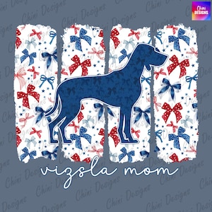 Mamá Vizsla Patriótica PNG, Diseño de Mamá Vizsla con Lazo Coqueto, Mamá Perro Vizsla, Diseño de Camiseta del 4 de Julio, Diseño de Sublimación PNG, Diseño de Pegatina