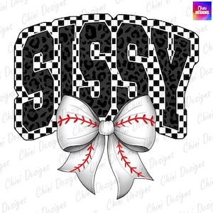 Baseball Sissy PNG, Karierte Sissy, Baseball Coquette Bow, Spieltag, Teamgeist Tshirt Design Dtf, Druckbare Sissy Sublimation Design Png