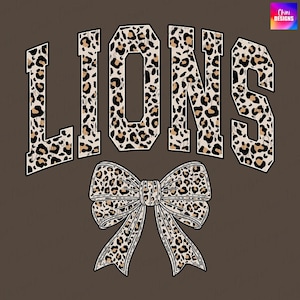 Leopard Lions PNG, School Team Mascot Lions Design, Retro Cheetah Print Lions Png, Game Day Sublimation Tshirt Design Png, Sports Team Cheer