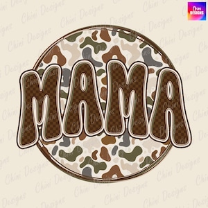 Camo Mama PNG, Retro Camouflage Mama Design, Vintage Hunting Mama, Geruite Trending Camo T-shirtontwerp, Sublimatieontwerp, Stickerontwerp