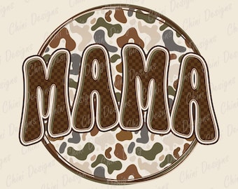 Camo Mama PNG, Retro Camouflage Mama Design, Vintage Hunting Mama, Checkered Trending Camo Tshirt Design, Sublimation Design, Sticker Design